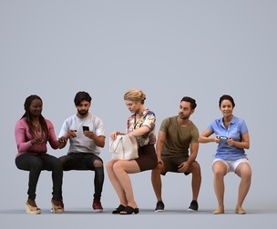 Basics_0156 - Sitting A set containing 5 models of male and female adults sitting in casual attire