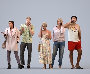 Basics_0157 - Standing A set containing 5 models of male and female adults standing in casual