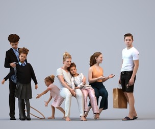 Basics_0159 - Kids A set containing 5 models of male and female teens standing in casual attire in