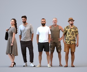 Basics_0160 - Standing A set containing 5 models of male and female adults standing in casual