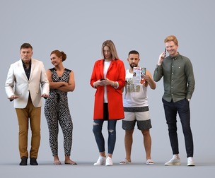 Basics_0162 - Standing A set containing 5 models of male and female adults standing in casual attire