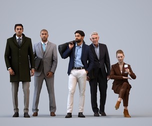 Basics_0164 - Business A set containing 5 models of male and female adults standing in business