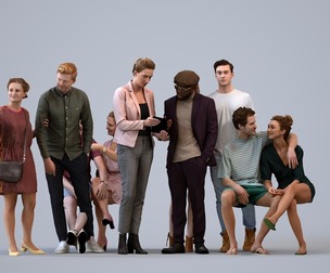 Basics_0165 - Couple A set containing 5 models of male and female adults in casual attire