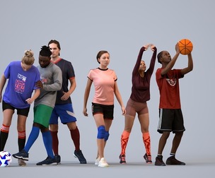 Basics_0166 - Sport A set containing 5 models of male and female adults standing in sport attire
