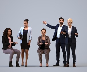 Basics_0170 - Business A set containing 5 models of male and female adults standing in business