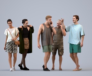 Basics_0172 - Walking A set containing 5 models of male and female adults walking in casual attire