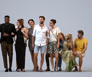 Basics_0173 - Couple A set containing 5 models of male and female adults in casual attire in public
