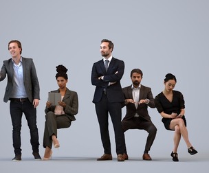 Basics_0175 - Business A set containing 5 models of male and female adults sitting in business