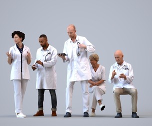 Basics_0178 - Medical A set containing 5 models of male and female adults in the medical profession