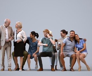 Basics_0180 - Couple A set containing 5 models of male and female adults sitting in casual attire