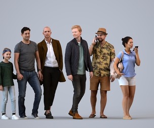 Basics_0181 - Walking A set containing 5 models of male and female adults walking in casual attire