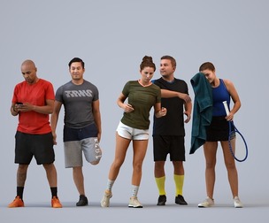 Basics_0182 - Sport A set containing 5 models of male and female adults standing in sport attire
