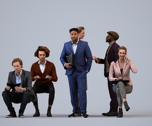 Basics_0185 - Business A set containing 5 models of male and female adults sitting in business