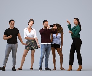 Basics_0186 - Standing A set containing 5 models of male and female adults standing in casual