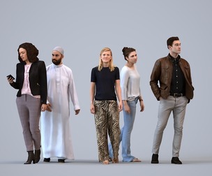 Basics_0188 - Walking A set containing 5 models of male and female adults walking in casual attire