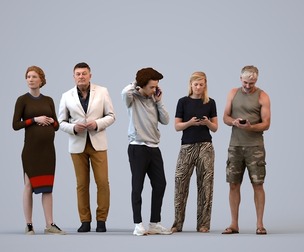 Basics_0189 - Standing A set containing 5 models of male and female adults standing in casual