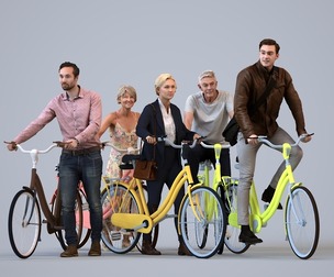 Basics_0191 - Cycling A set containing 5 models of male and female people standing in casual attire