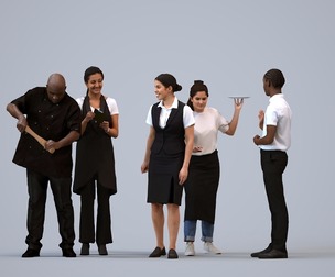 Basics_0193 - Hospitality A set containing 5 models of male and female adults working in restaurants