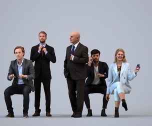 Basics_0194 - Business A set containing 5 models of male and female adults sitting in business