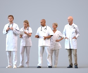 Basics_0195 - Medical A set containing 5 models of male and female adults standing in the medical