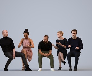 Basics_0197 - Sitting A set containing 5 models of male and female adults sitting in casual attire