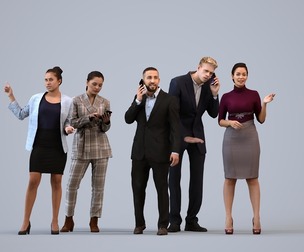 Basics_0198 - Business A set containing 5 models of male and female adults standing in business