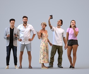 Basics_0205 - Standing A set containing 5 models of male and female adults standing in casual