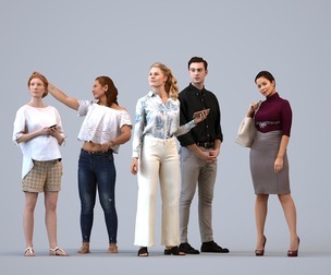 Basics_0209 - Standing A set containing 5 models of male and female adults standing in casual