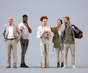 Basics_0211 - Standing A set containing 5 models of male and female adults standing in casual