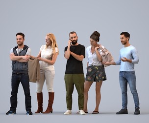 Basics_0214 - Standing A set containing 5 models of male and female adults standing in casual