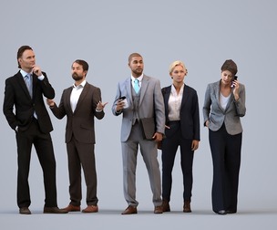 Basics_0216 - Business A set containing 5 models of male and female adults standing in business