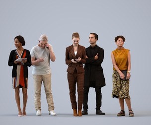 Basics_0219 - Standing A set containing 5 models of male and female adults standing in casual