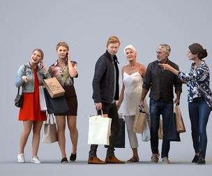 Basics_0220 - Shopping A set containing 5 models of male and female adults standing in casual