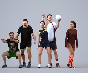 Basics_0225 - Sport A set containing 5 models of male and female adults standing in sport attire