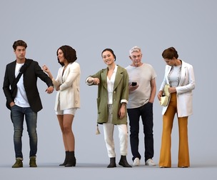 Basics_0226 - Standing A set containing 5 models of male and female adults standing in casual