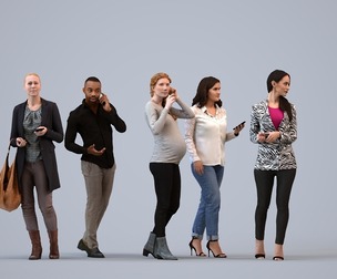 Basics_0227 - Walking A set containing 5 models of male and female adults walking in business