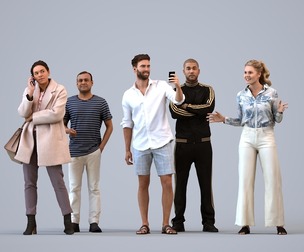 Basics_0228 - Standing A set containing 5 models of male and female adults standing in casual