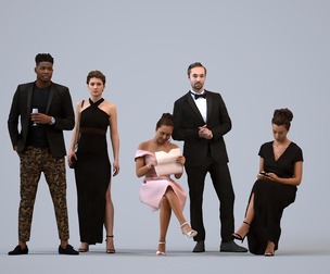 Basics_0233 - FormalAffairs A set containing 5 models of male and female adults standing in formal