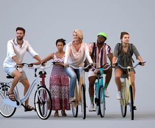 Basics_0234 - Cycling A set containing 5 models of male and female adults in casual attire in