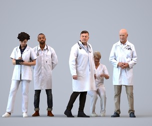 Basics_0236 - Medical A set containing 5 models of male and female adults standing in the medical