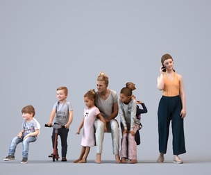 Basics_0239 - Kids A set containing 5 models of male and female children standing in casual attire
