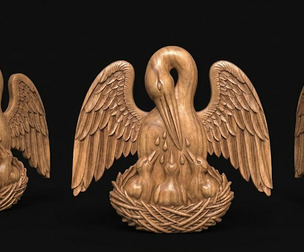 Pelican- Bird- Relief- Pendant- Jewelry- CNC- Decor