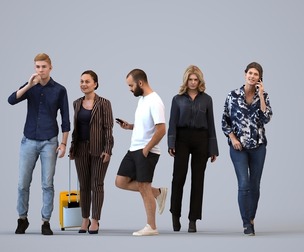 Basics_0241 - Walking A set containing 5 models of male and female adults walking in casual attire