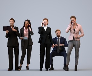 Basics_0250 - Business A set containing 5 models of male and female adults standing in business
