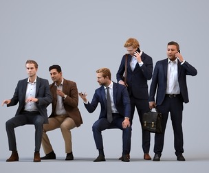 Basics_0251 - Business A set containing 5 models of male adults in business attire in office