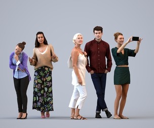 Basics_0252 - Standing A set containing 5 models of male and female adults standing in casual