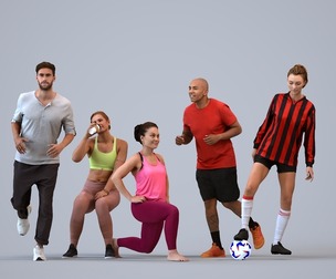 Basics_0254 - Sport A set containing 5 models of male and female adults running in sport attire