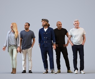 Basics_0255 - Standing A set containing 5 models of male and female adults standing in casual