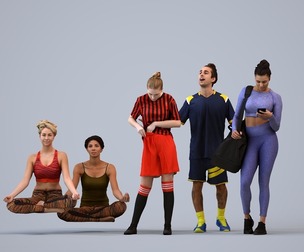 Basics_0260 - Sport A set containing 5 models of male and female adults in sport attire