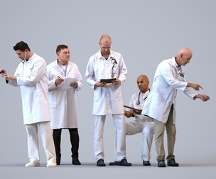 Basics_0262 - Medical A set containing 5 models of male doctors and nurses working in the medical